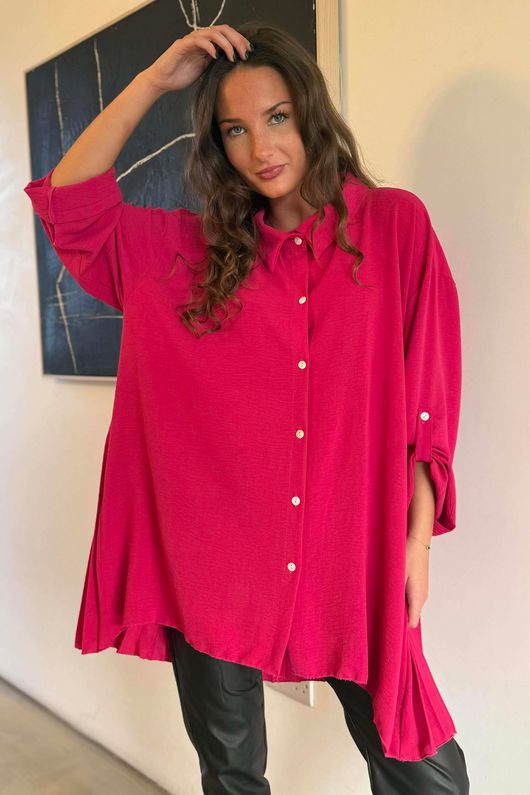 Suki Pleat Back Blouse Hot Pink /6=